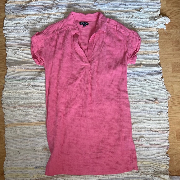 J. Crew Gauze Popover Pink Mini Short Sleeve Cotton Dress Size Small - Picture 2 of 6